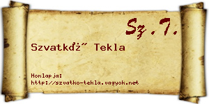 Szvatkó Tekla névjegykártya
