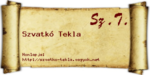 Szvatkó Tekla névjegykártya